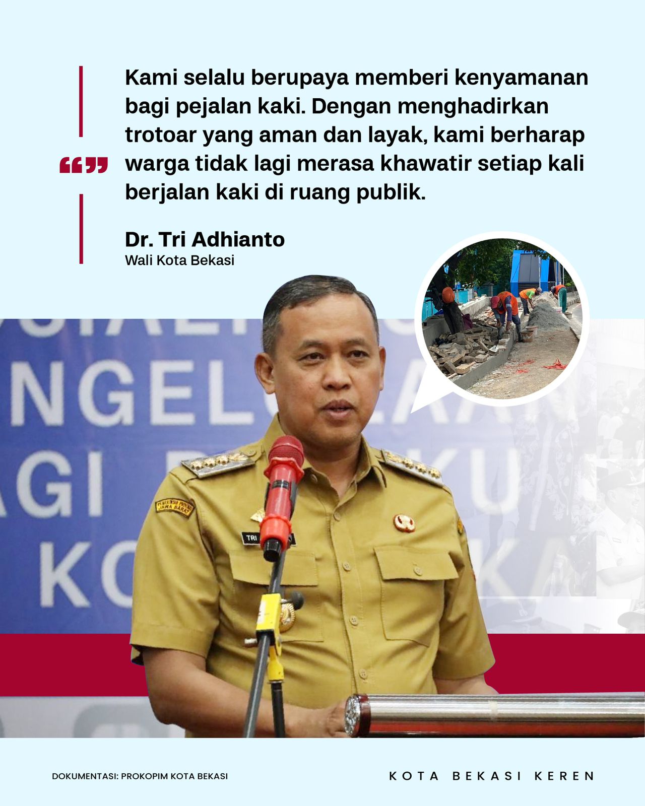 Wujudkan Kota Ramah Pejalan Kaki, Pemkot Bekasi Kebut Revitalisasi Trotoar