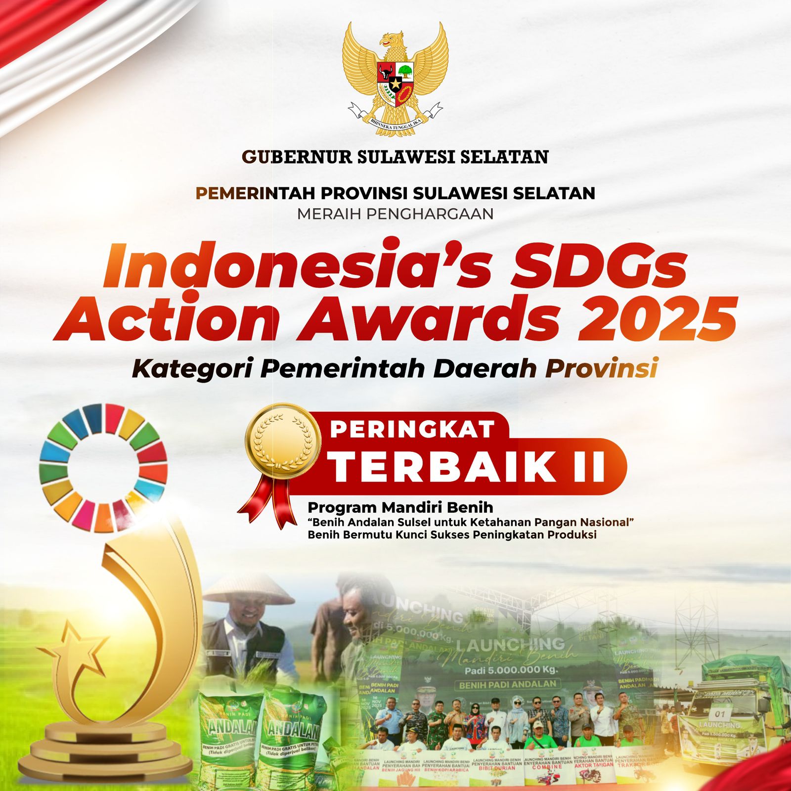 Gubernur Sulsel Terima Penghargaan Indonesia’s SDGs Action Awards 2025