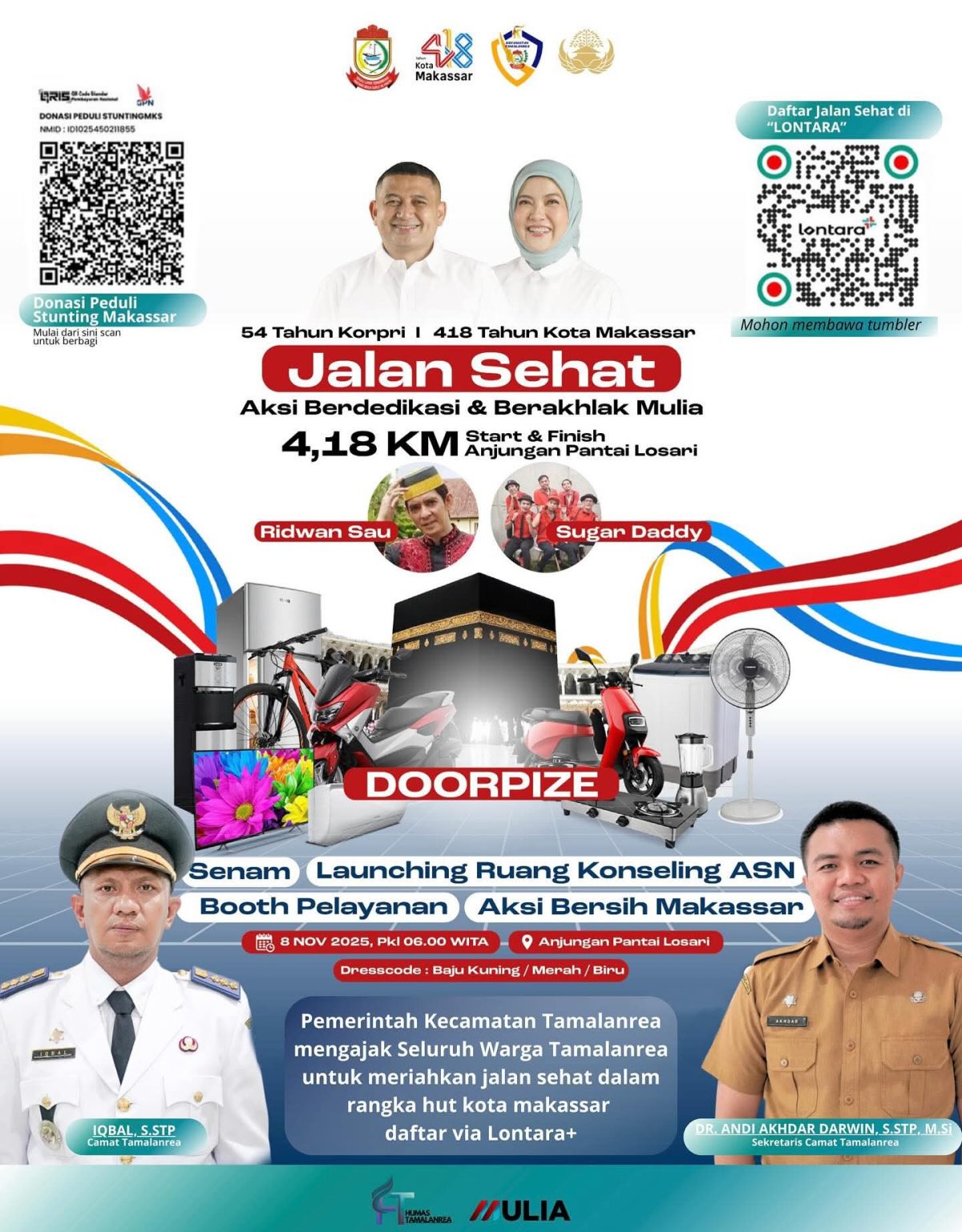 Camat Tamalanrea Ajak Warga Daftar Jalan Sehat HUT Makassar Lewat Lontara+