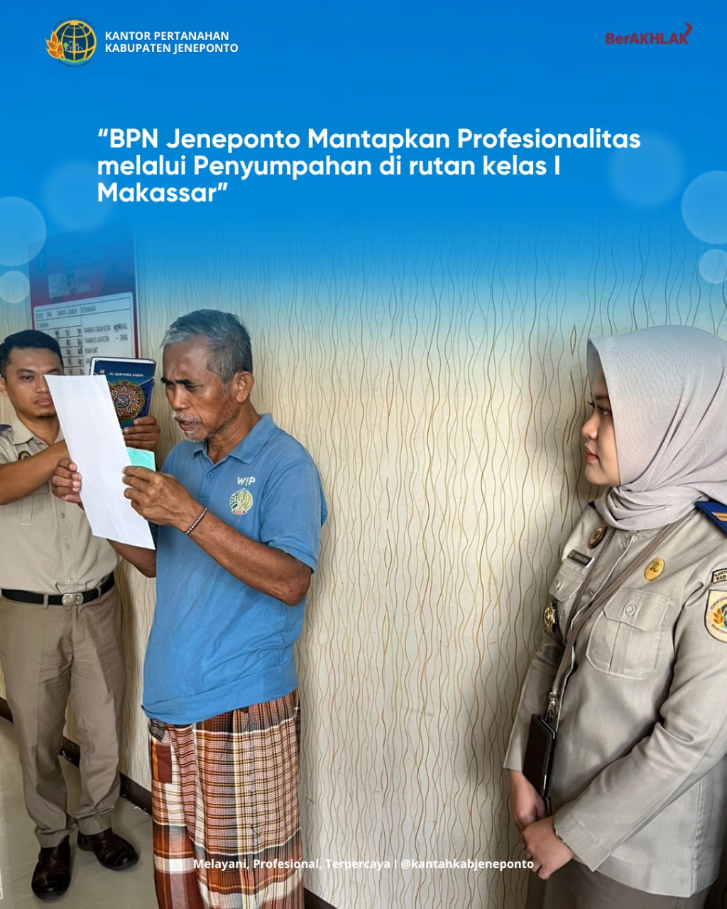Kantah Jeneponto Laksanakan Penyumpahan Pemohon Sertipikat di Rutan Kelas I Makassar