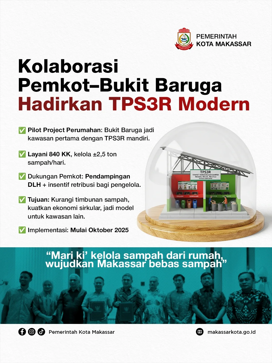 Pemkot Makassar dan Bukit Baruga Luncurkan TPS3R Modern untuk 840 KK