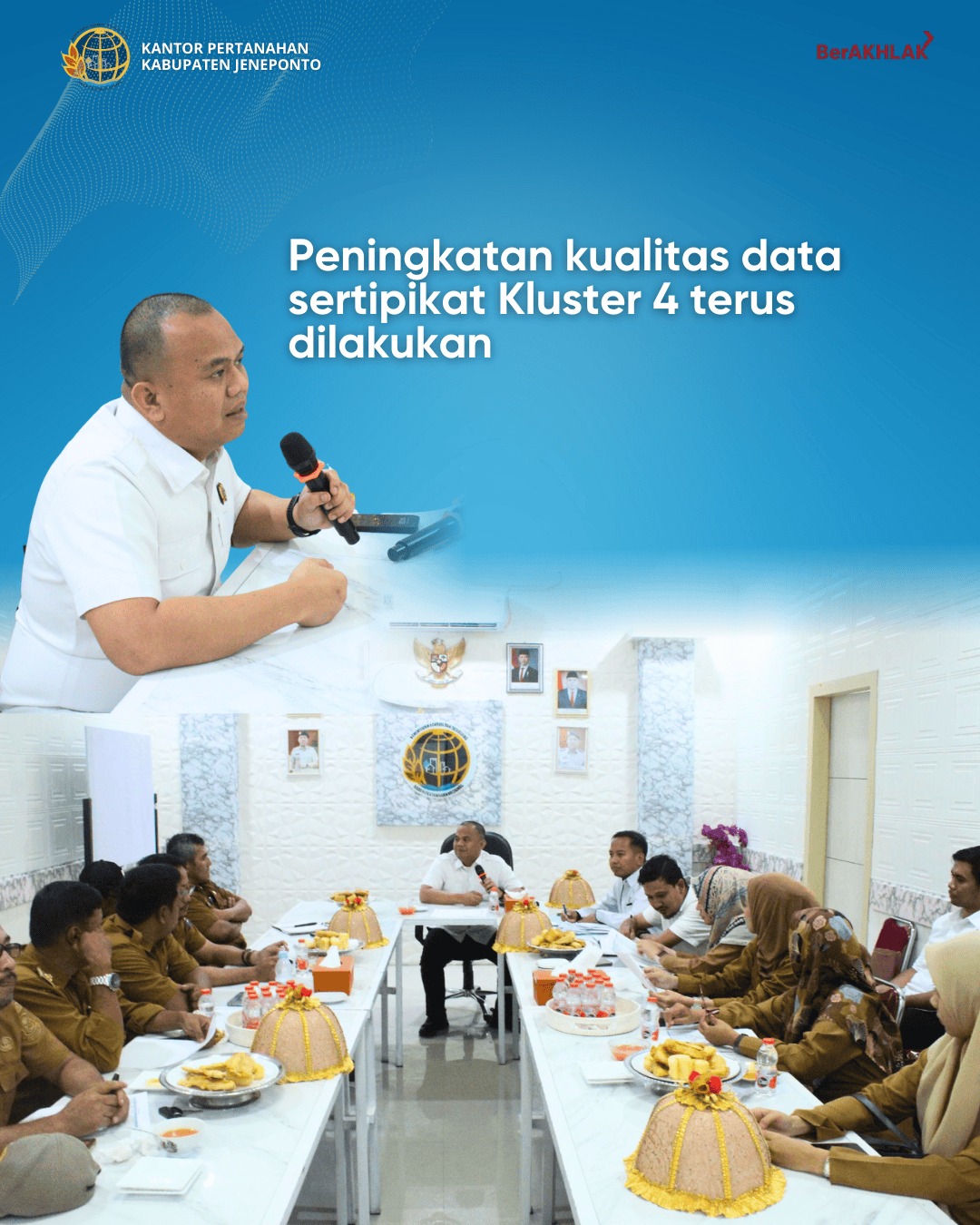 Kantor Pertanahan Jeneponto Gelar Rakor Peningkatan Kualitas Data Sertipikat Kluster 4 di Kecamatan Binamu
