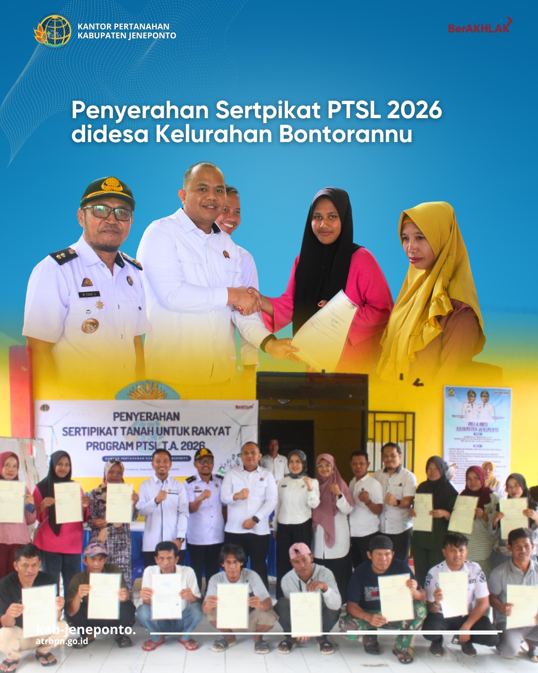 Penyerahan Sertipikat PTSL 2026 di Kelurahan Bontorannu Disambut Antusias Warga