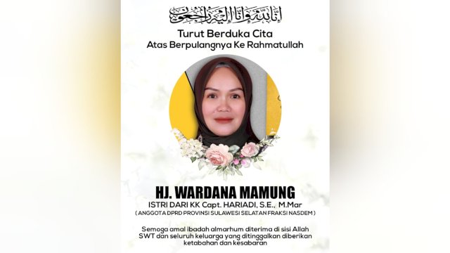 Ketua DPRD Jeneponto Didis Suryadi Sampaikan Duka Mendalam atas Wafatnya Istri Capt Hariadi
