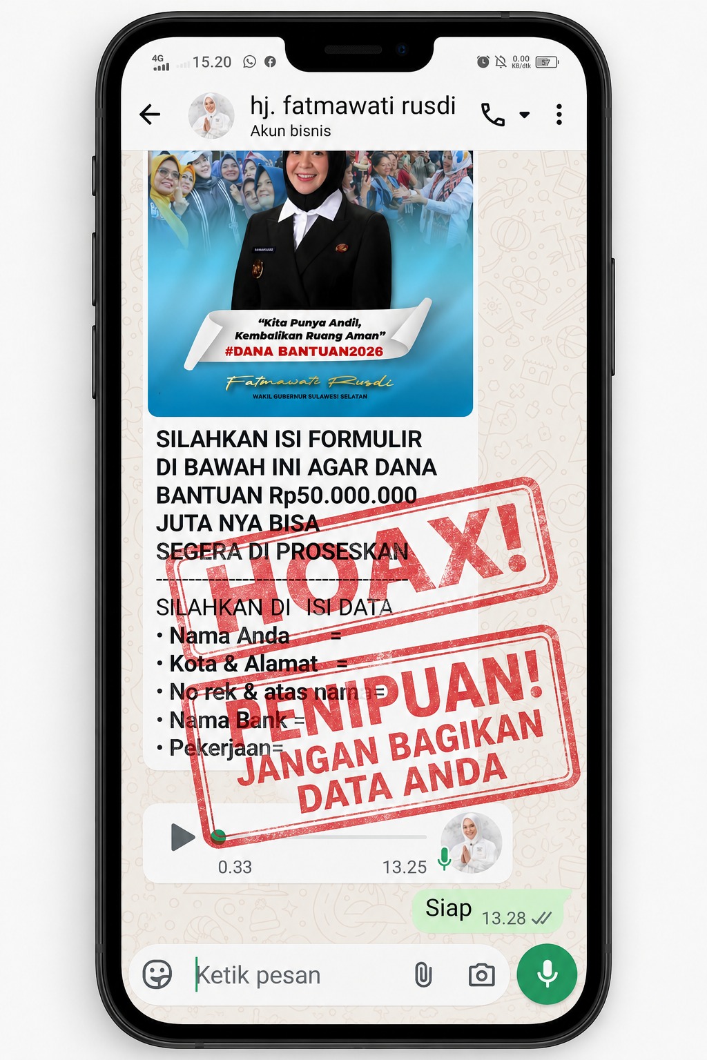 Penipuan Catut Nama Wagub Sulsel, Modus Tawarkan Bantuan Rp50 Juta