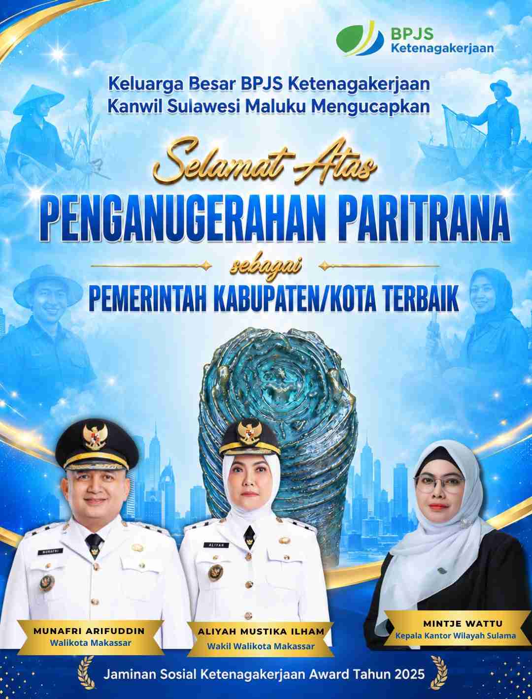 Pemkot Makassar Raih Paritrana Award 2025, Terbaik Nasional dalam Perlindungan Pekerja Rentan
