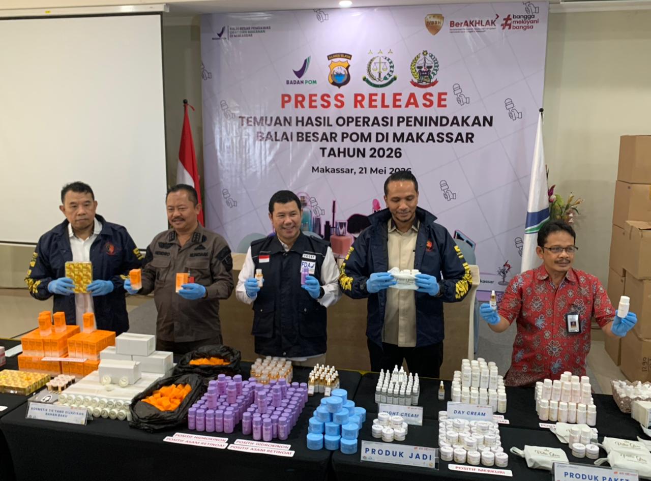 BBPOM Makassar Bongkar Produksi Kosmetik Ilegal Bermerkuri, Omzet Capai Rp65 Juta per Pekan